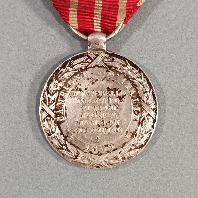 MEDAILLE EN ARGENT DE LA CAMPAGNE D'ITALIE NAPOLEON III 1859 SECOND EMPIRE SIGNEE BARRE